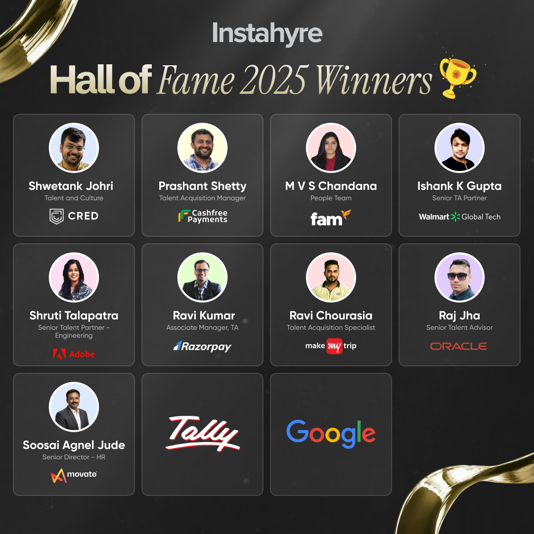 Instahyre Hall of Fame 2025 session on the 2026 workplace blueprint with talent leaders from Roku and Cashfree Payments